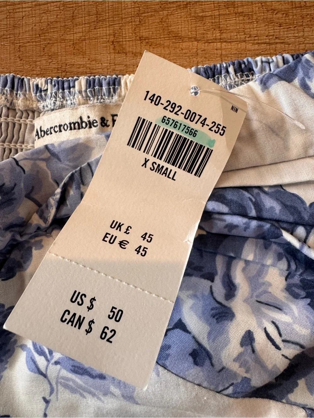 Abercrombie Blue Floral Puff Sleeve Sweetheart Crop Top XS NWT